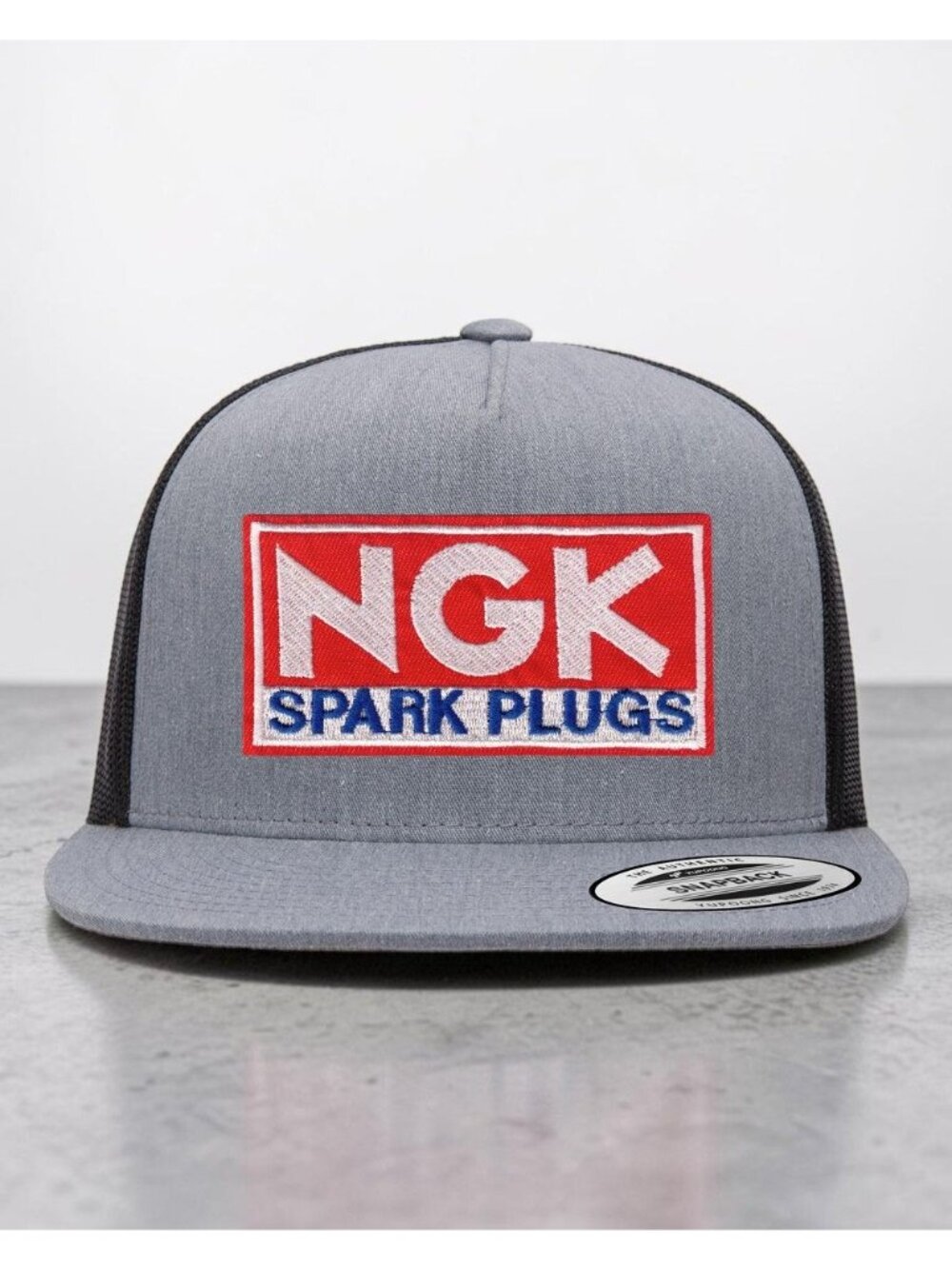NGK Spark Plugs YP Classics 6006 Flat Bill Trucker Mesh Back Snapback grey/black